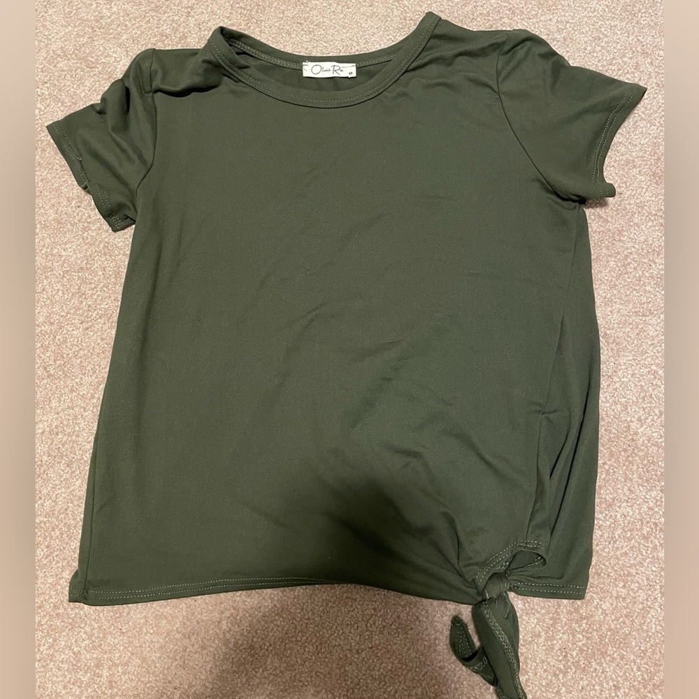 Brand new- Olivia Rae Olive Dark Green Tie Knot Top